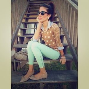 J. CREW Mint Toothpick Ankle Zipper Pants